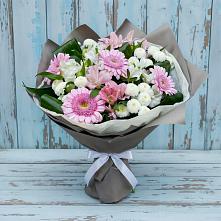 Букет цветов из:  Герберы, Альстромерии и Хризантемы #REPLACE_PRED# Троицком Хабаровский край