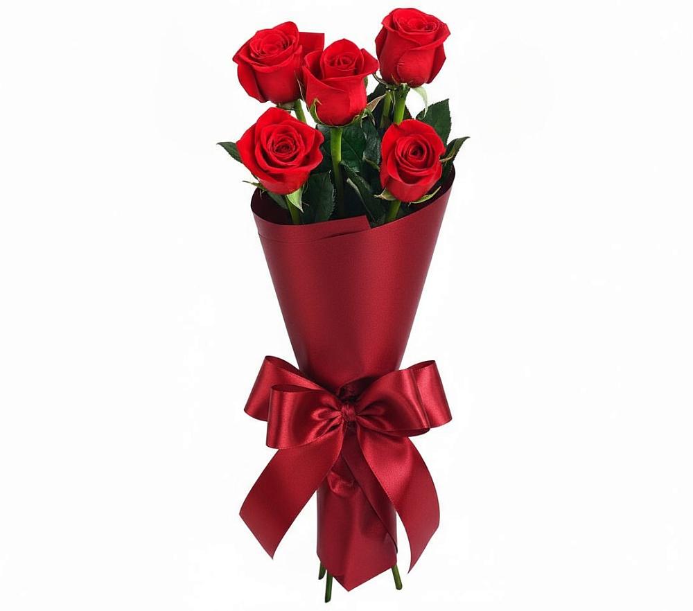 Букет 5 Красных роз Эдлесс Лав в Троицком Хабаровский край