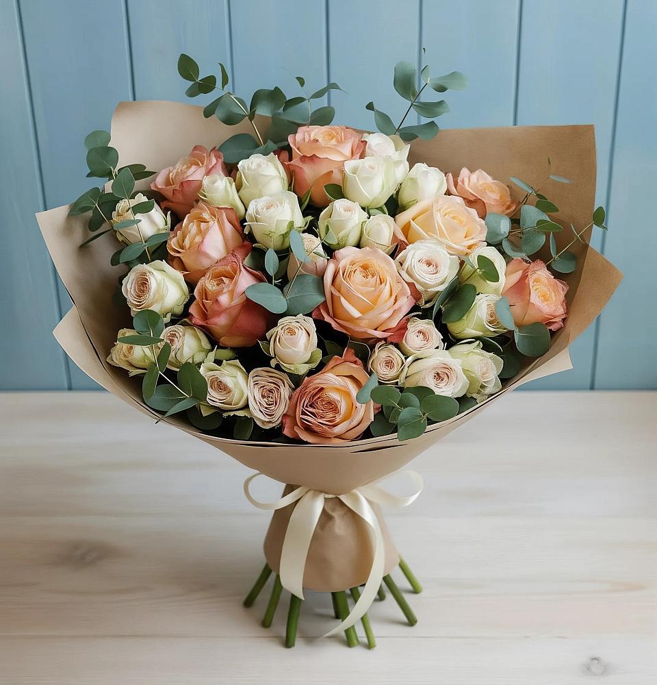 Букет цветов из: Альстромерии и Розы в Троицком Хабаровский край