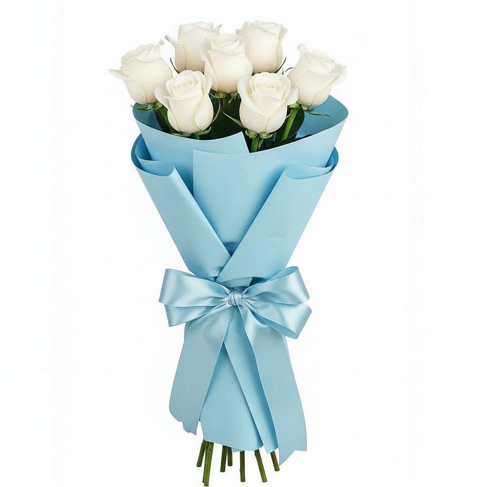 Букет 7 белых роз Проуд в Троицком Хабаровский край