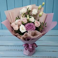 Букет цветов из:  Розы и Лизиантусы в Троицком Хабаровский край