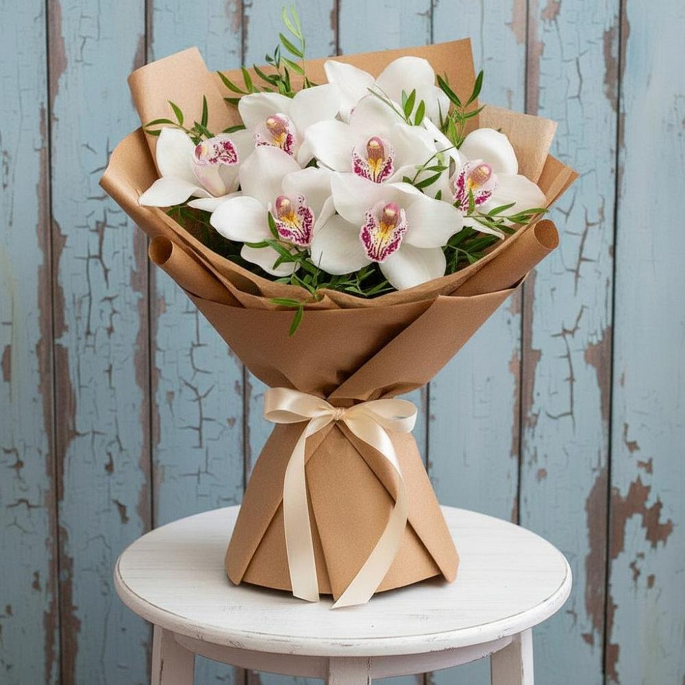 Букет цветов из: Орхидеи и Розы в Троицком Хабаровский край