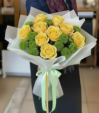 Букет цветов из:  Хризантемы и Розы в Троицком Хабаровский край