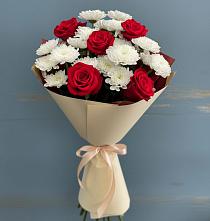 Букет цветов из:  Розы и Хризантемы в Троицком Хабаровский край