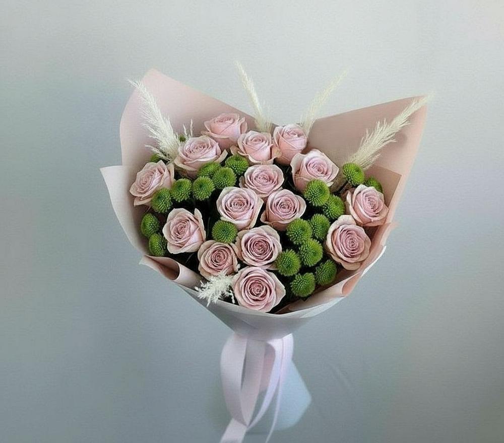 Букет цветов из: Розы и Хризантемы в Троицком Хабаровский край