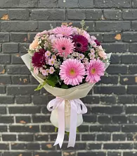 Букет цветов из:  Герберы и Хризантемы в Троицком Хабаровский край
