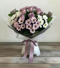 Букет цветов из:  Хризантемы и Розы в Троицком Хабаровский край