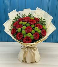 Букет цветов из:  Розы и Хризантемы в Троицком Хабаровский край