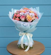 Букет цветов из:  Хризантемы и Розы в Троицком Хабаровский край