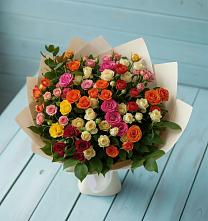 Букет Микс из разноцветных кустовых роз в Троицком Хабаровский край